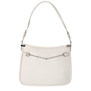 Gucci Horsebit Slim Logo Leather Shoulder Bag, White